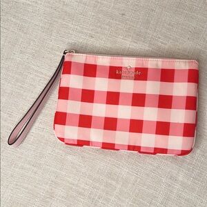 Kate Spade Chelsea Gingham Red and Pink Checkered medium Wristlet